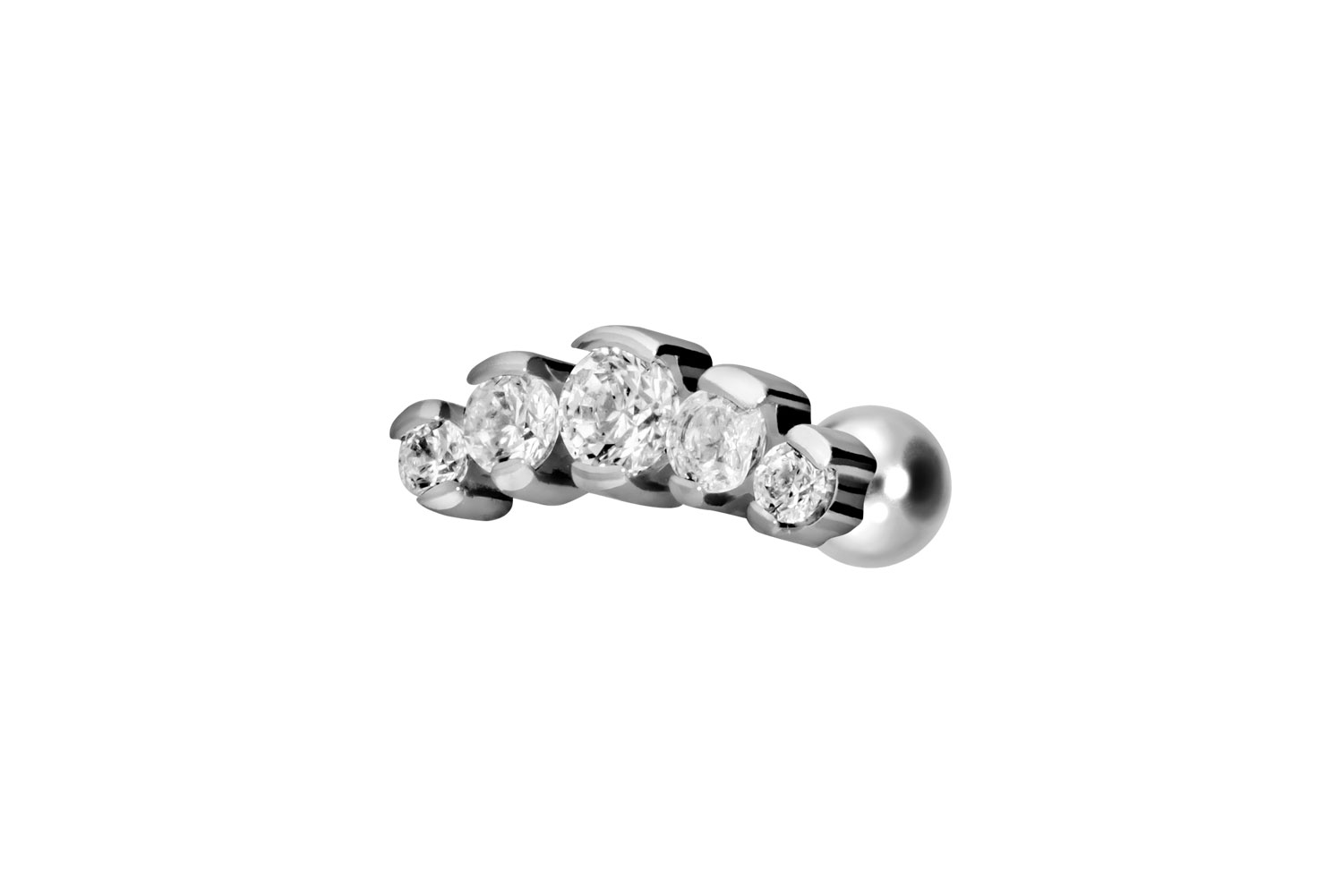 Titan Ohrpiercing mit Innengewinde 5 EINGEFASSTE KRISTALLE